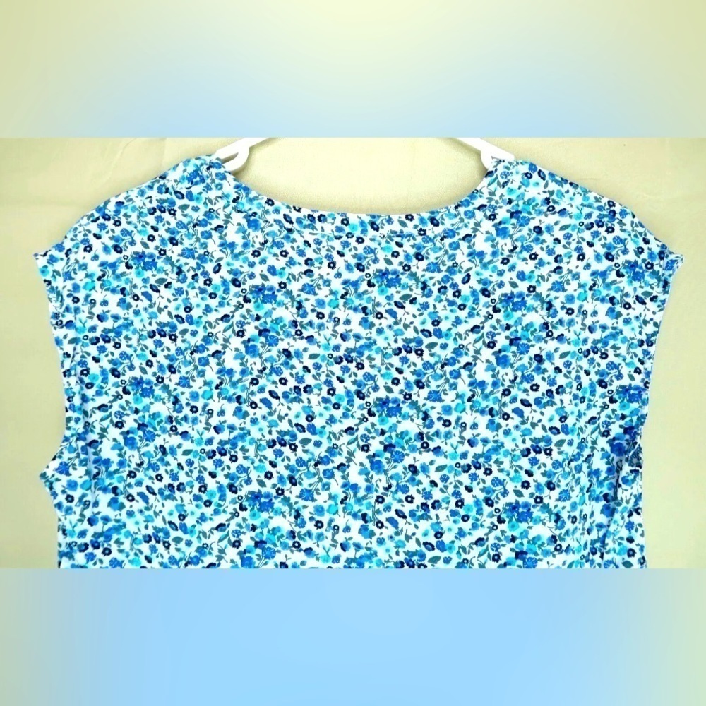 Jane and Delancey Floral Top Blue Boho Hippie Tiered Oversized Blouse Shirt EUC - Picture 5 of 7